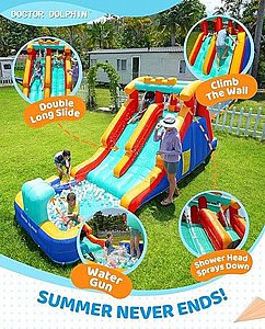 מתנפח מים עם מגלשה כפולה W73062 מבית Doctor Dolphin מתנפח מים עם מגלשה כפולה W73062 מבית Doctor Dolphin